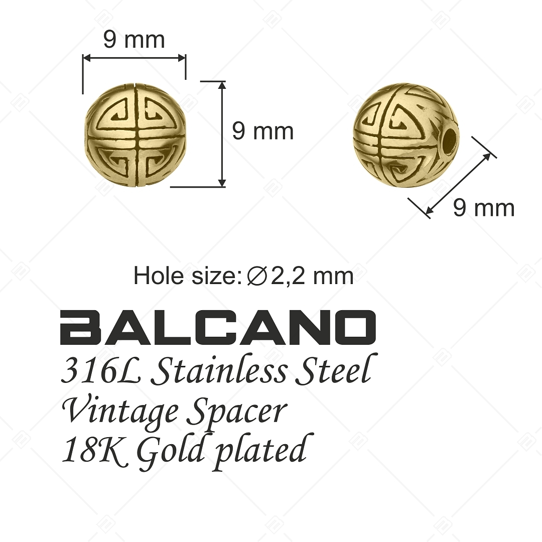 Gömb vésett spacer charm 18K arany bevonattal (852027PS88)