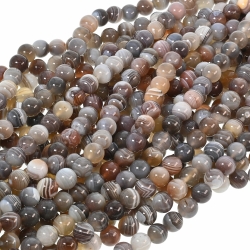 Botswana achát - ásványgyöngy ideiglenesen felfűzve