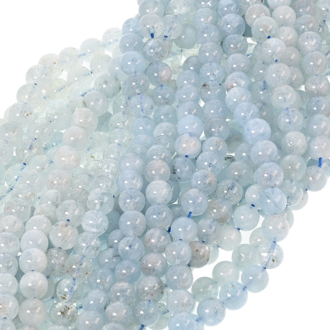 Akvamarin kvarc - ásványgyöngy ideiglenesen felfűzve (853016ZS48)