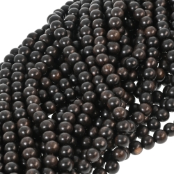 Ébenfa - ásványgyöngy ideiglenesen felfűzve