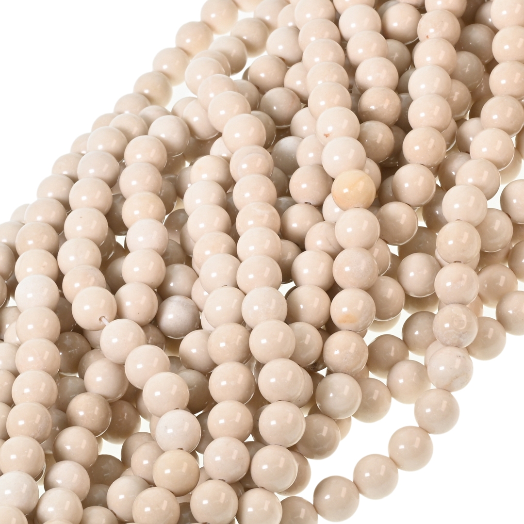 Fehér fa kövület (fosszília) - ásványgyöngy ideiglenesen felfűzve (853036ZS00)